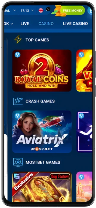mostbet Screenshot of games